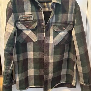 Harley-Davidson Black and cream and green 100% cotton HD shacket